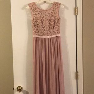 David’s Bridal bridesmaid dress.  Size 4. Cameo.